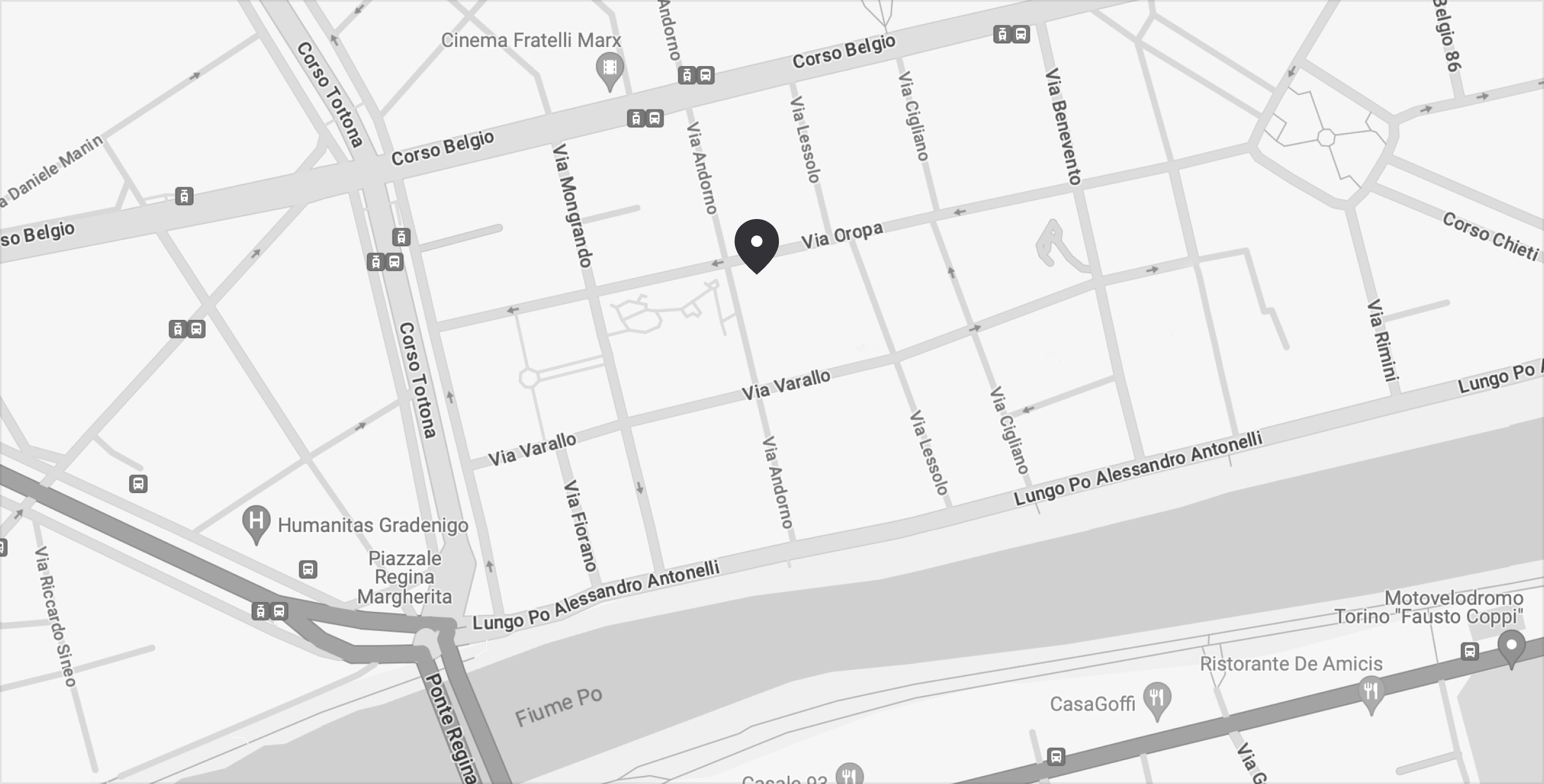 Map showing the location of Griffa's studio