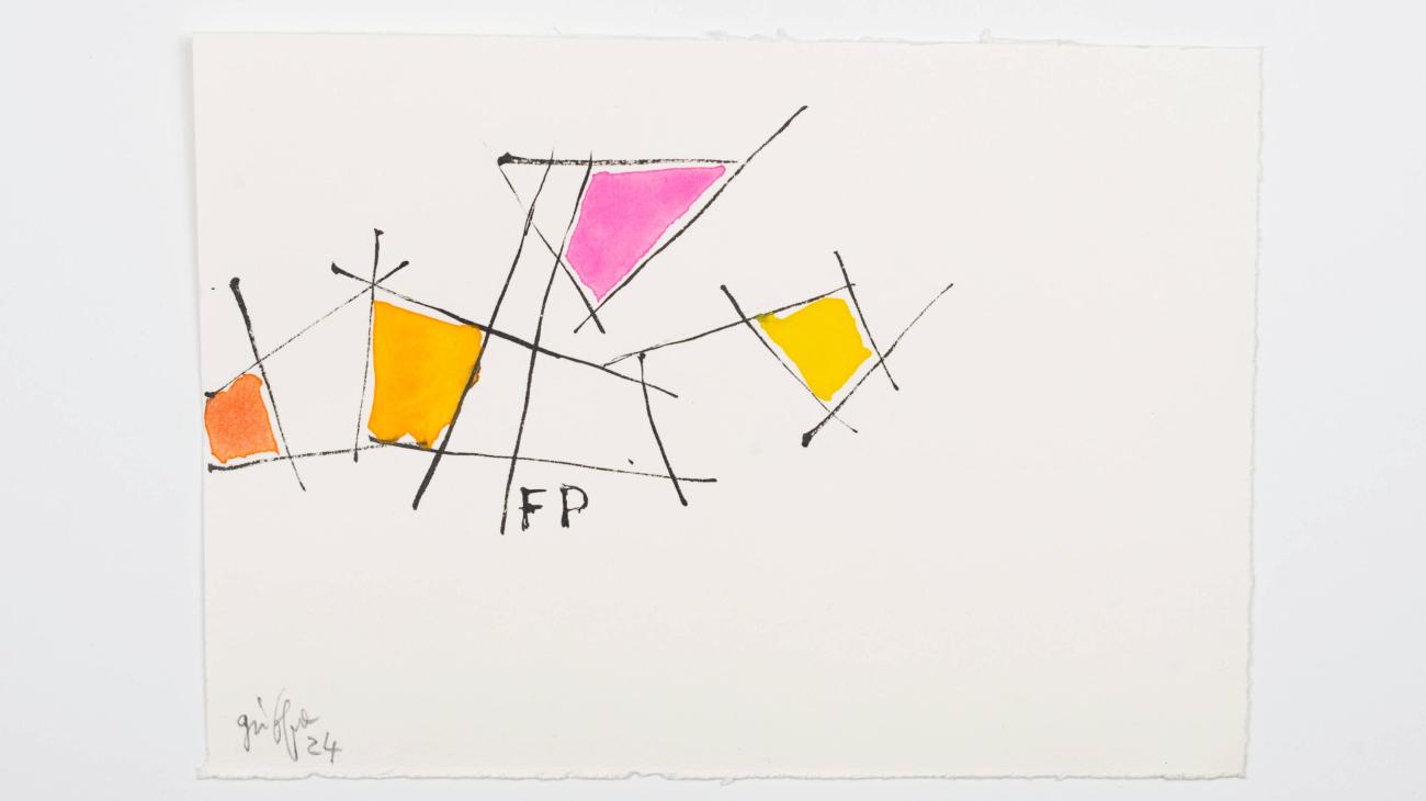 Giorgio Griffa, Disorder FP, 2024, watercolors on paper